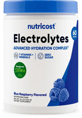 Nutricost front label showing blue raspberry flavor and 60 servings for clarity