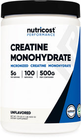 Nutricost front packaging showing 500g creatine for consistent dosing benefit
