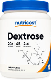 Nutricost front packaging showing label and 2 lb container with clear branding and product benefits
