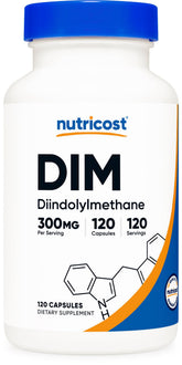 Nutricost bottle front view showing DIM Plus BioPerine for convenient daily use