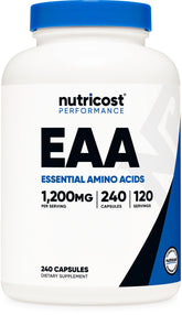 Nutricost bottle front view showing label and capsule count, clear dosing benefit