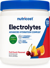 Nutricost front packaging showing fruit punch tub and clear label benefit