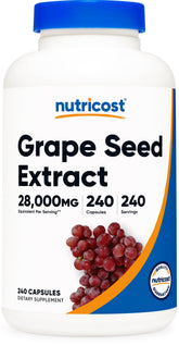 Nutricost front label showing product name and 240 capsules, clear benefit of long supply