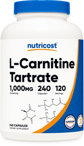 Nutricost front bottle view showing supplement benefits and serving size