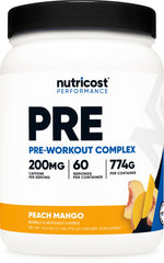 Nutricost front packaging showing Peach Mango flavor and 60 servings benefit