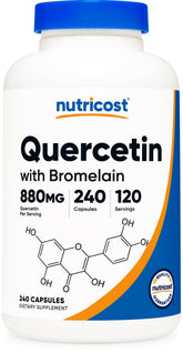 Nutricost bottle front view showing quercetin 880mg benefits