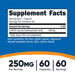 Nutricost Tudca capsule close-up highlighting smooth capsule texture and purity