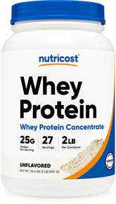 Nutricost front packaging shows 2 lb container and clear label, offering trusted quality