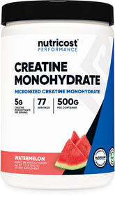 Nutricost watermelon front packaging showing label and tub, clear benefit convenience