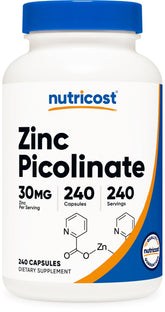 Nutricost bottle front view showing zinc picolinate label and quantity benefit