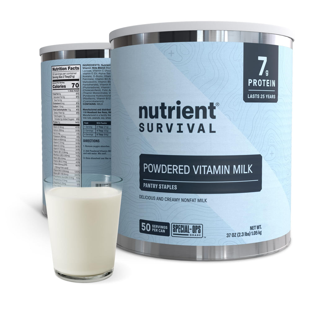Nutrient Survival front can showing product branding and 50 servings benefit