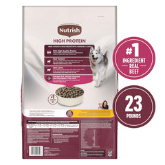 Nutrish bag nutrition label detail showing guaranteed analysis and nutrients
