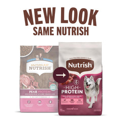 Nutrish kibble close-up texture emphasizing protein-rich look and quality