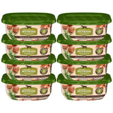 Nutrish front packaging showing chicken paw pie tubs and brand trust