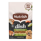 Nutrish front packaging showing 23 lb bag and recipe benefits