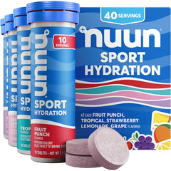 Nuun front packaging mixed flavors showing tubes and vibrant labels for easy selection and portability