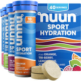 Nuun front tube mixed flavors showing branding and portability benefit