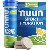 Nuun tube front view showing lemon lime label and convenience