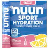 Nuun pink lemonade front packet showing branding and serving count for quick identification