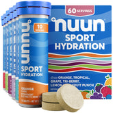 Nuun front view of six flavor tubes showing variety and portability benefit