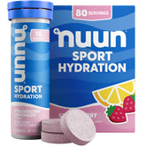 Nuun front packaging showing strawberry lemonade flavor and tube label, convenience benefit