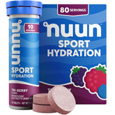 Nuun Tri-Berry tube front showing label and portable design benefit