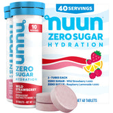 Nuun Zero Sugar front packaging showing mixed berry tubes and branding benefiting hydration