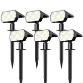 NYMPHY front view of six-pack showing even cool-white coverage and reliable outdoor light