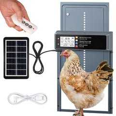 NyPots front view of automatic coop door showing secure exterior and weatherproof benefits