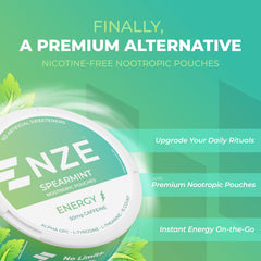 NZE spearmint open can with single pouch ready to use for fast energy