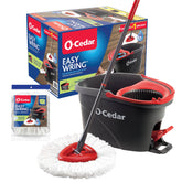 O-Cedar front product view showing spin mop and bucket, efficient cleaning