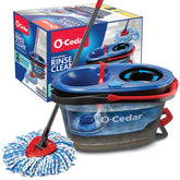 O-Cedar front packaging showing dual-tank system and benefits