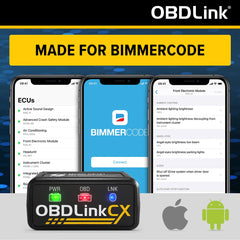 OBDLink CX plugged into car OBD port below dashboard, benefit: hands-free diagnostics