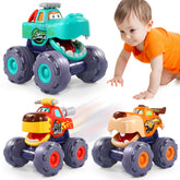 OCATO front packaging showing three monster trucks and gift-ready box benefit: easy gifting