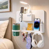 ODCPN front view of mounted shelf showing tidy bedside storage benefit