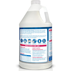 OdoBan two-gallon container next to measuring cup illustrating concentrate scale