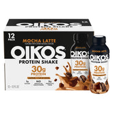 Oikos mocha latte front packaging showing bottle and branding for quick identification