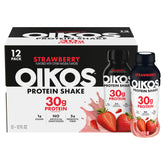 Oikos front packaging showing strawberry flavor and 30g protein benefit
