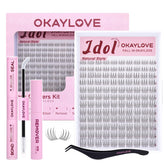OKAYLOVE front packaging showing full cluster lash kit and benefits