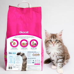 ÖKOCAT close-up of wood fiber texture highlighting gentle feel for sensitive paws