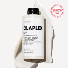 Olaplex N°.5 open cap and creamy texture highlighting concentrated formula