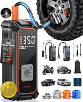 OlarHike front view showing compact portable compressor and controls for easy storage