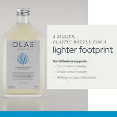 Olas angled bottle highlighting brand and gentle rinse benefit