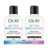 Olay packaging front showing active hydrating benefits and 4 oz size
