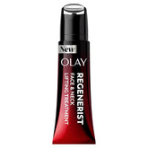 Olay Regenerist front packaging showing sleek tube and roller benefit