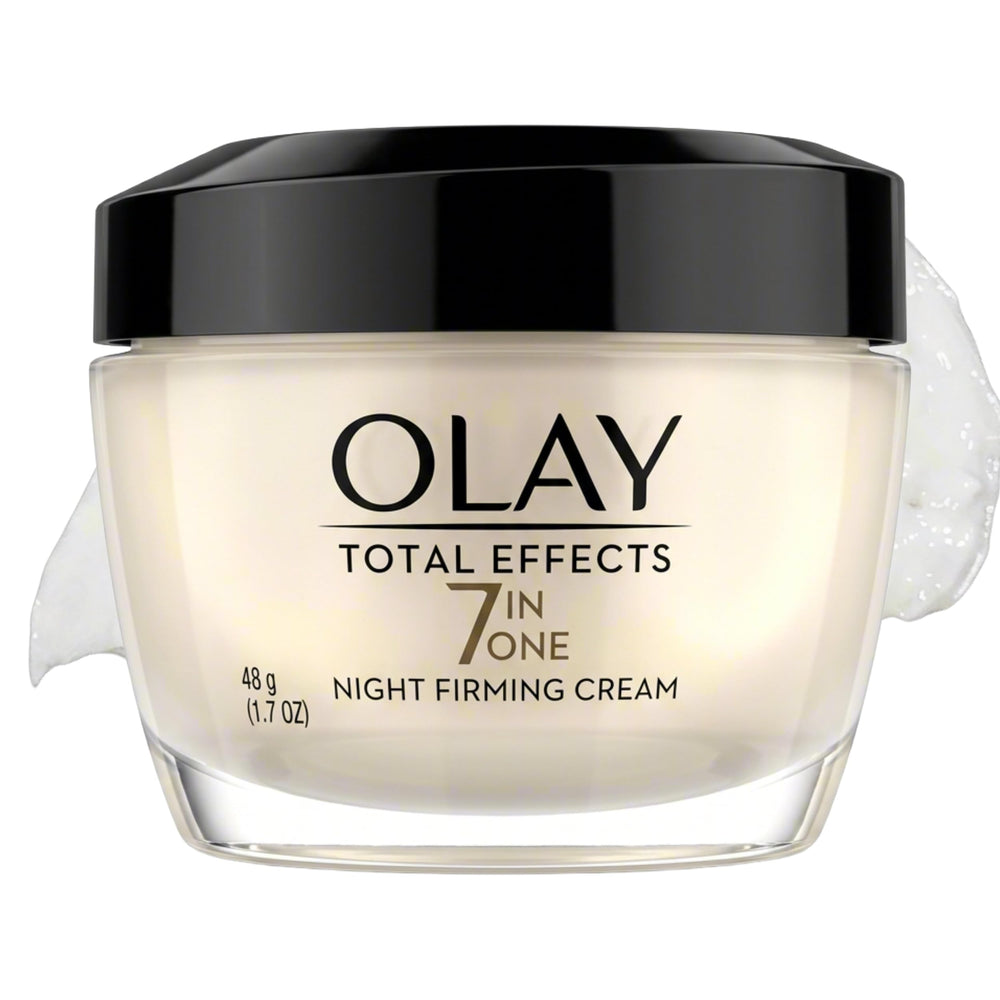 Olay Total Effects front jar showing compact 1.7 oz packaging and clear branding benefits
