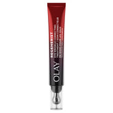 Olay front packaging of under eye roller showing clean design and product benefit