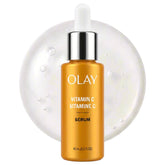 Olay bottle front packaging showing brightening serum branding and benefits