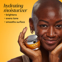 Olay cream texture close-up highlighting smooth hydration and glow