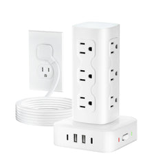 olcorife power tower front view showing outlets and clean organization benefit